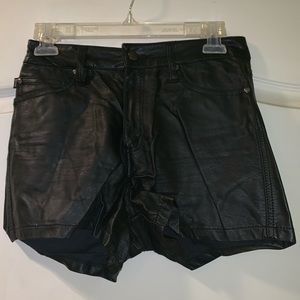 Black pleather shorts